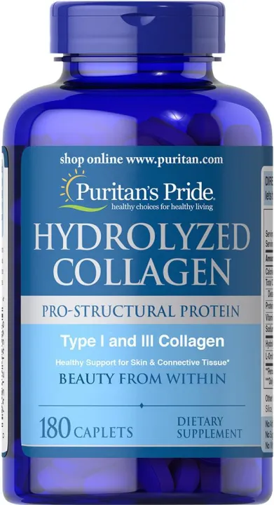 Puritan's Pride Hydrolyzed Collagen 1000 mg / 180 Caplets / Item #004596