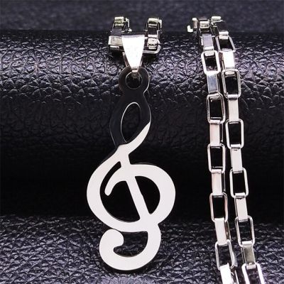 JDY6H 2023 Fahsion Music Note Stainless Steel Chain Necklaces Womne/Men Pendants Necklaces Jewelry acero inoxidable joyeria N1143S0