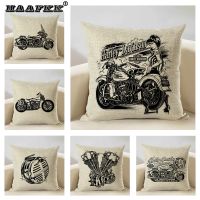 hot！【DT】☃  and Design Cushion Cover 45x45cm Motorcycle Pattern Pillowcase Room Sofa