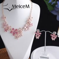 MeiceM New in Magnolia Flower Daisy Choker Silver Color Necklace Pendant Blue Enamel Necklaces Women Party Gift Female 2023