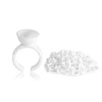 300 Pcs White Disposable Tattoo Pigment Rings, Nail Art Eyelash Extension Glue Rings Cups Holder