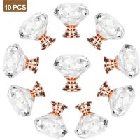 ☈□✔ 10Pcs 30mm Diamond Shape Crystal Glass Knobs Handle Furniture Handles Hardware Handles Dresser Drawer Knobs Kitchen Cabinet Pull