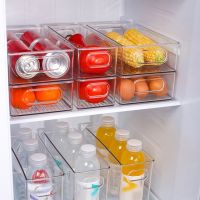 Hot Refrigerator Organizer Bins Stackable Fridge Food Storage Box with Handle Clear Plastic Pantry Food Freezer Organizer Tool