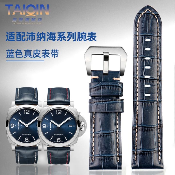 suitable-for-panerai-panerai-watch-strap-genuine-leather-male-pam688-441-blue-watch-with-accessories-24-26mm