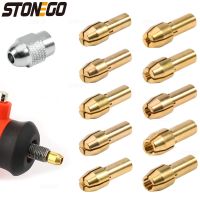 STONEGO 11Pcs Mini Drill Brass Chuck Set 4.3mm Shank 0.5-3.2mm Chuck M8 x 0.75 Nut Rotary Tool Accessories