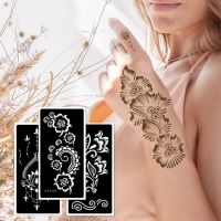 1Sheet Tattoo Stencils Henna Templates Hand Foot Body Art Airbrush Paint Templates Decal DIY Flower Painting Stickers