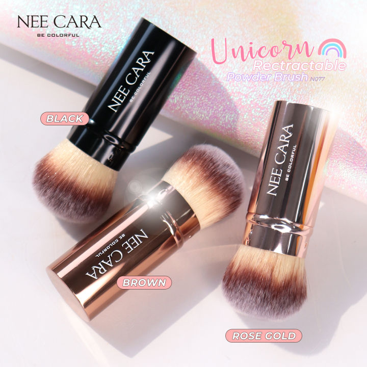 nee-cara-นีคาร่า-แปรงแต่งหน้า-แปรงปัดแก้ม-แปรงปัดแก้มแบบพกพา-n077-unicorn-retractable-powder-brush