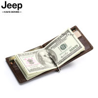 Casual Solid Mens Thin Bifold Money Clip Genuine Leather Wallet With Metal Clamp Male ID Credit Card Purse Cash Holder