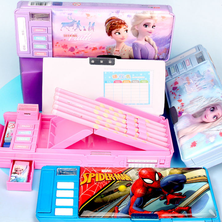 stationery-box-frozen-aisha-princess-primary-school-female-multi-functional-double-sided-folding-pencil-case-new-gift