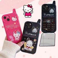 {Doudou Plush} เคสโทรศัพท์มือถือ IPhone14ลายอะนิเมะ Hello Kittys กระจก Pochacco น่ารักเคสห่อหุ้ม13 12 11 Plus Pro Max ของเล่นของขวัญ