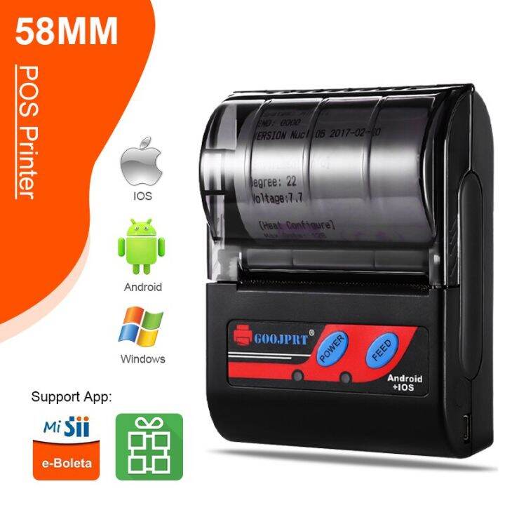 58mm Portable Mini Thermal Pos Printer Bluetooth Wireless Thermal Receipt Bill Maker Mobile 7057