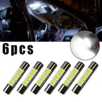 (Premium car)ไฟ LED 6ชิ้นคุณภาพสูงรถยนต์ซีนอน5050 3 SMD 5500 6000K บังแดดกระจกแต่งหน้าไฟฟิวส์