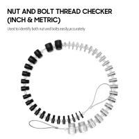 Nut Bolt Thread Checker Inch Metric Thread Tester Bolt 44 Pria/Wanita Pengukur 23 Inci 21 Alat Ukur Ukuran Metrik Kit Alat Ukur