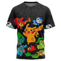 Homens [high Verão Quality] Novo Pikachu 3d Camiseta Padrão Impresso Casual Esportiva o Colarinho Manga Curta Hip-hop Harajuku Tops Fashion Versatile