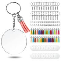 Acrylic Keychain Blank Set, Transparent Round Acrylic Blank Bulk (5 Inches), Suitable for Vinyl Resin Craft Project DIY