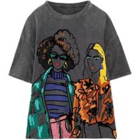 European and American style autumn new fashion trend womens loose versatile round neck short-sleeved printed T-shirt 1131897 807