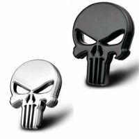 สัญลักษณ์รถสีดำ NJD2227 3D Punisher กะโหลกตรารถจักรยานยนต์อุปกรณ์เสริมตราสัญลักษณ์รถสติกเกอร์รถแต่งรถรถ Hiasan Mobil รูปลอกถังน้ำมันแบบดึง