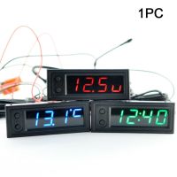 ✢卐✵ 3 In1 5.0-27V Car Clock Thermometer Voltmeter Auto Electronic Clock Voltmeter Dual Temperature LED Display Digital Clock