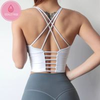 OzalCtree Solid Spaghetti Straps Yoga Gym Crop Tops Women Quick Dry Running Sport Bras Wireless Fitness Jogger Vest Tank Tops ann