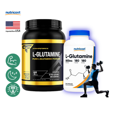 นูทรีคอสท์ / พรีมาฟอร์ซ แอล-กลูตามีน (ผง / แคปซูล) กลูตามีน, Nutricost L-Glutamine /กินร่วมกับ บีซีเอเอ ซีแอลเอ ครีเอทีน กาบา อาร์จินีน คาร์นิทีน แอล-ธีอะนีน เฟส2 สารสกัดถั่วขาว เวย์โปรตีน กรดอะมิโน