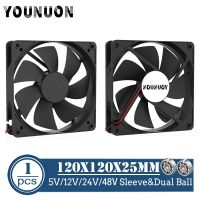 ⊙♙ Double Ball 120x120x25mm Cooling Fan DC 5V 12V 24V 48V 12cm 120mm Cooler Fan 12025 Computer Case Fan Btc Server PC Cooling Fan