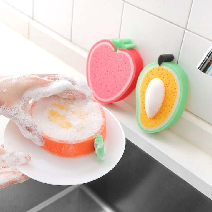 5pcs Cleaning Sponge Tangerine Shape Washing Dishes Sponge