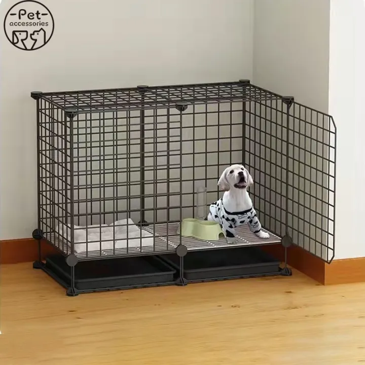 Pet Fence Cage Stackable Dog Cat Cage Play pen 35x35CM black and white