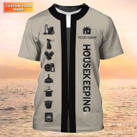 Personalized Housekeeping Services Uniform T Shirt Customized Name and Unisex Pullover Oversized Summer Casual Short Sleeve