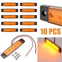 10pcs 12V 6LED รถบรรทุก Trailer รถบรรทุกรถ Side MARKER ตัวบ่งชี้ Amber