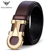 WILLIAMPOLO Mens genuine leather Belt Automatic Buckle strap luxury nd mens Jeans Belt Business casual Cowhide