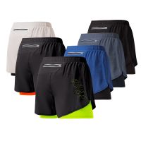 Mens Running Shorts Sports Cycling Shorts Marathon Track Loose Three-point Pants Fast Dry Lined Double Layer Fitness Shorts  Pedometers