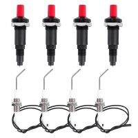 4 Pieces Propane Push-Type Piezo Igniter Kit with Threaded Ceramic Electrode Ignition Plug Wire 30 cm for Gas Grill