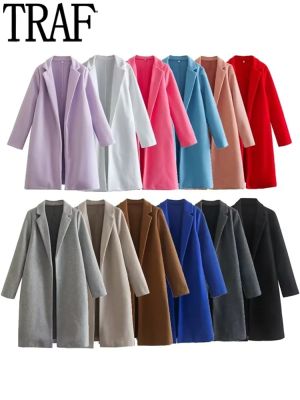 TRAF Multicolor Long Coat Women Long Sleeve Winter Woman Coat 2022 Chic And Elegant Woman Jacket Fashion Streetwear Cardigans