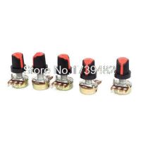 ✈ 5pcs B50K Ohm 3 Terminals Rotary Shaft Audio Type B Potentiometer Pot