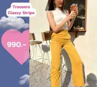 THONGYOY - Trouser Classy Stripe กางเกงขากระบอกลายริ้วเล็ก หรูหรา ผ้าวาเลนติโน่ ใส่งาน M / L