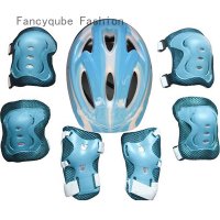 Fancyqube 7 Pcs/set Keselamatan Kanak-Kanak Roller Skating Helmet Lutut Siku Pergelangan Tangan Pad Set untuk Basikal Berbasikal Skateboarding Perlind