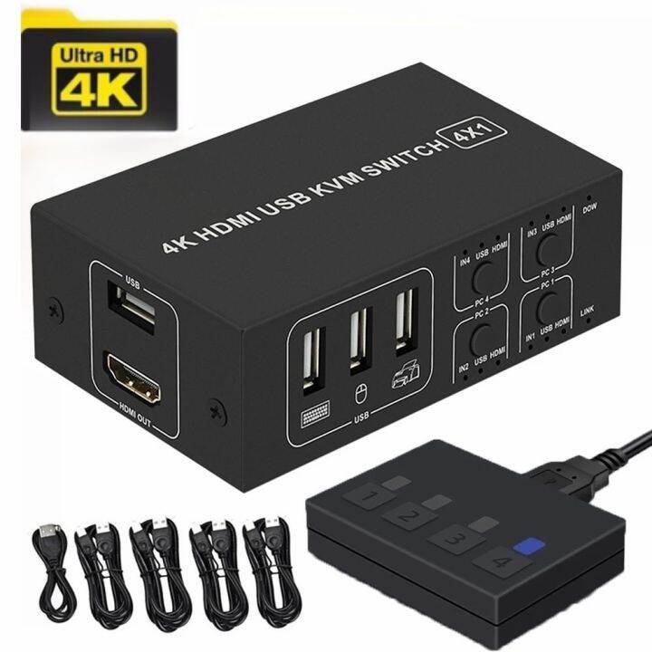 4พอร์ต-hd-สวิตช์-kvm-hdmi-เข้ากันได้4k-usb-hd-switcher-hd-kvm-hdmi-เข้ากันได้4-in-1-out-4k-30hz-win10-8-mac-os-แล็ปท็อปพีซี