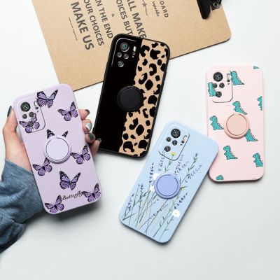 For Redmi Note 10 Pro Case Flowers Magnetic Ring Holder Silicone Phone Back Cover For Xiaomi Redmi Note 10S Note10 10pro Bumper