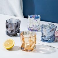 300ml Glass Mug Ins Glass Cup Korean Twist Glass Mug Transparent Water Cup Whiskey Water Bottle Coffee Cup Origami Milk Lead-free Cup Irregular Glass Cup 300ml Glass Mug Korean Glassware Transparent Whiskey Glass