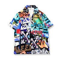 สไตล์อเมริกันฮิปฮอป Graffiti เสื้อแขนสั้นฤดูใบไม้ผลิฤดูร้อนยุโรปและอเมริกา Highstreet ลำลองคู่รักคอคิวบา