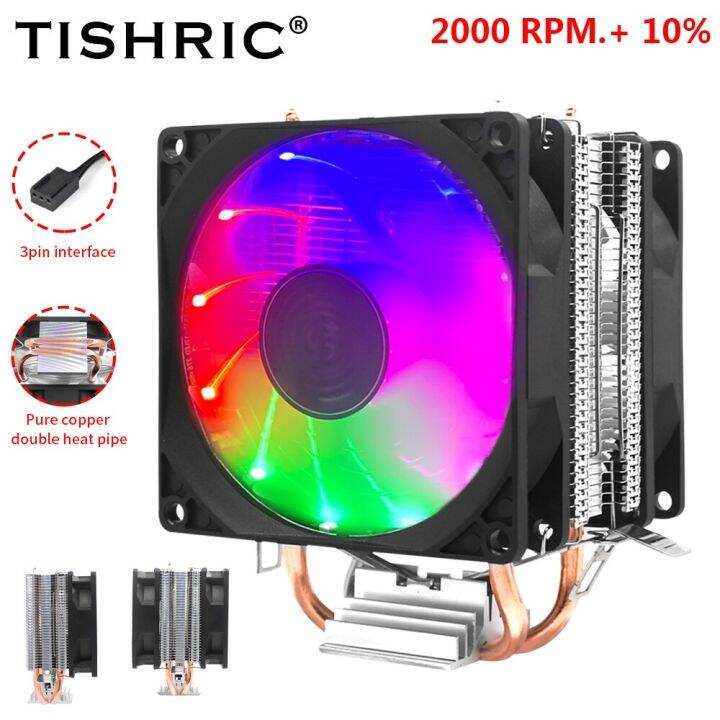 TISHRIC CPU Cooler Fan 3Pin PWM RGB Air Cooler Radiator Processor