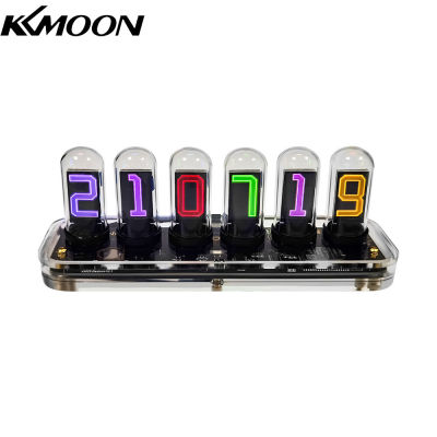 KKmoon หน้าจอสีดิจิตอล IPS สีแบบกึ่งๆ Nixie Tube นาฬิกาตั้งโต๊ะจอแสดงภาพเวลาปฏิทินอิเล็กทรอนิกส์หลอดเรืองแสงนาฬิกาปลุกเครื่องประดับตกแต่งโต๊ะนวนิยายของขวัญวันเกิด