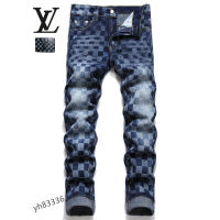 [คุณภาพสูงสุด] Original LV กางเกงยีนส์ผู้ชาย Hip Hop High Street Denim กางเกงชายขั้นสูงยืดแฟชั่น All-Match Slim Fit กางเกงดินสอ