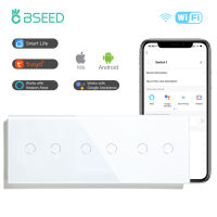 BSEED 6Gang 123way WIFI Touch Switch Glass Smart Wall Light Switch Touch Screen Backlight Control Aleax Smart Life App