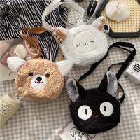 Black Cat Corgi Stuffed Plush Cartoon Animals Kawaii Bag Japanese Style Shoulder Crossbody Small Phone Purse Bag Kids Girls Gift