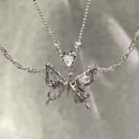 【YF】 Colar de pingente cristal borboleta para mulheres Clavícula Grunge Luz Luxo Egirl Punk Coração Joias da moda Presente Festa Y2K 2023