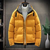 Winter Casual Jacket Men Thicken Warm Windbreaker Stand Collar Thermal Coat Male Outwear Collar Solid Fashion Yellow Men Coat