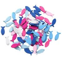 Fish Cutouts 50pcs Colorful Fish Wood DIY Crafts Wooden Sea Animals Hanging Ornaments Natural Wood Fish Tags Slices for DIY Crafts Party Decoration reliable