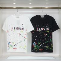 (Hot) คุณภาพสูง22ss NewLanvi Original Limited Graffiti หมึกพิมพ์เสื้อยืดผ้าฝ้ายสำหรับสตรีและผู้ชาย High-End Trendy Kemeja Lengan Pendek บุคลิกภาพและ Stylish หลวม Fit All-Match Top เสื้อผ้า