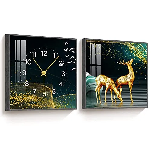 FULL HOUSE Wall Clock Silent Non Ticking Battery Operated, 12''x12